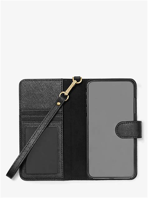 michael kors iphone xs max case|Saffiano Leather Wristlet Folio Case for iPhone XS Max .